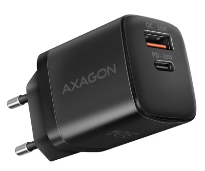 Ładowarka i akumulator AXAGON ACU-PQ30 Ładowarka sieciowa, PD & QC 30W, QC3.0,4.0/AFC/FCP/PPS/Apple, Czarna